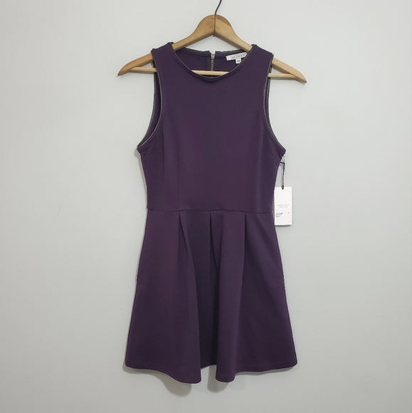 NWT Rae Francis Leather Trim Kendrick Dress - Picture 1 of 4